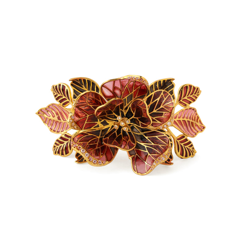 Fiore Floral Cuff - Red and black
