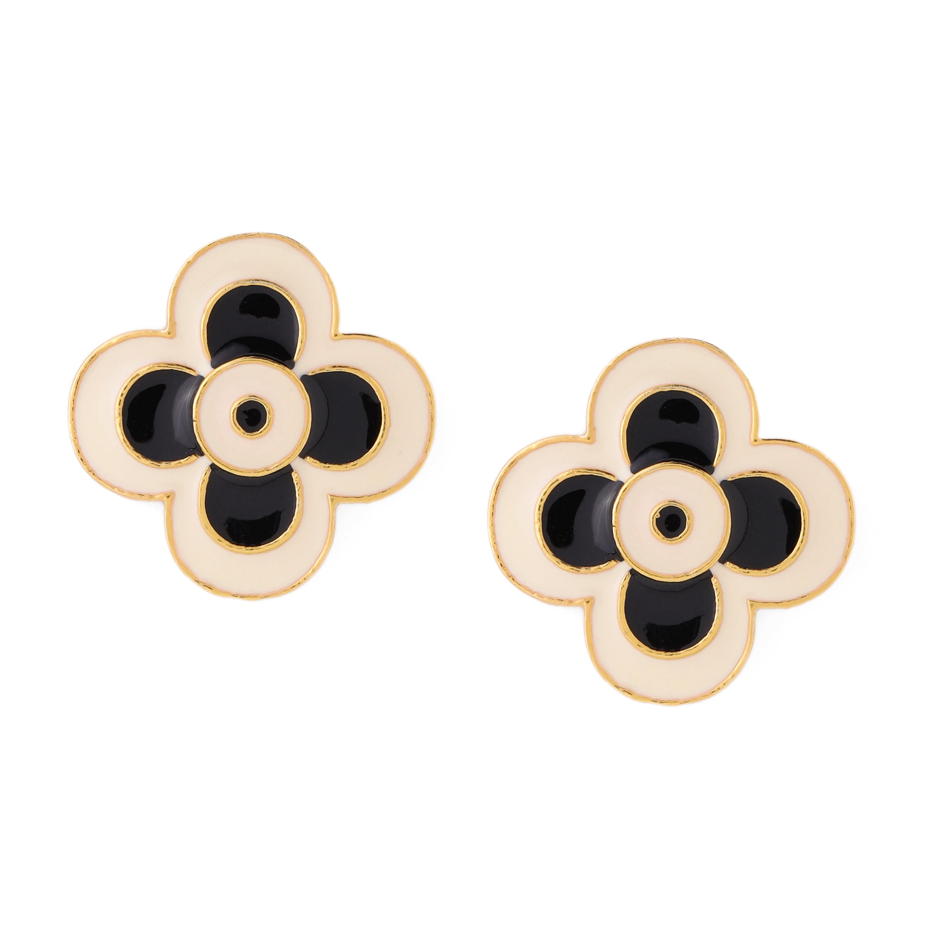 Le Flore Studs - Ecru & Noir