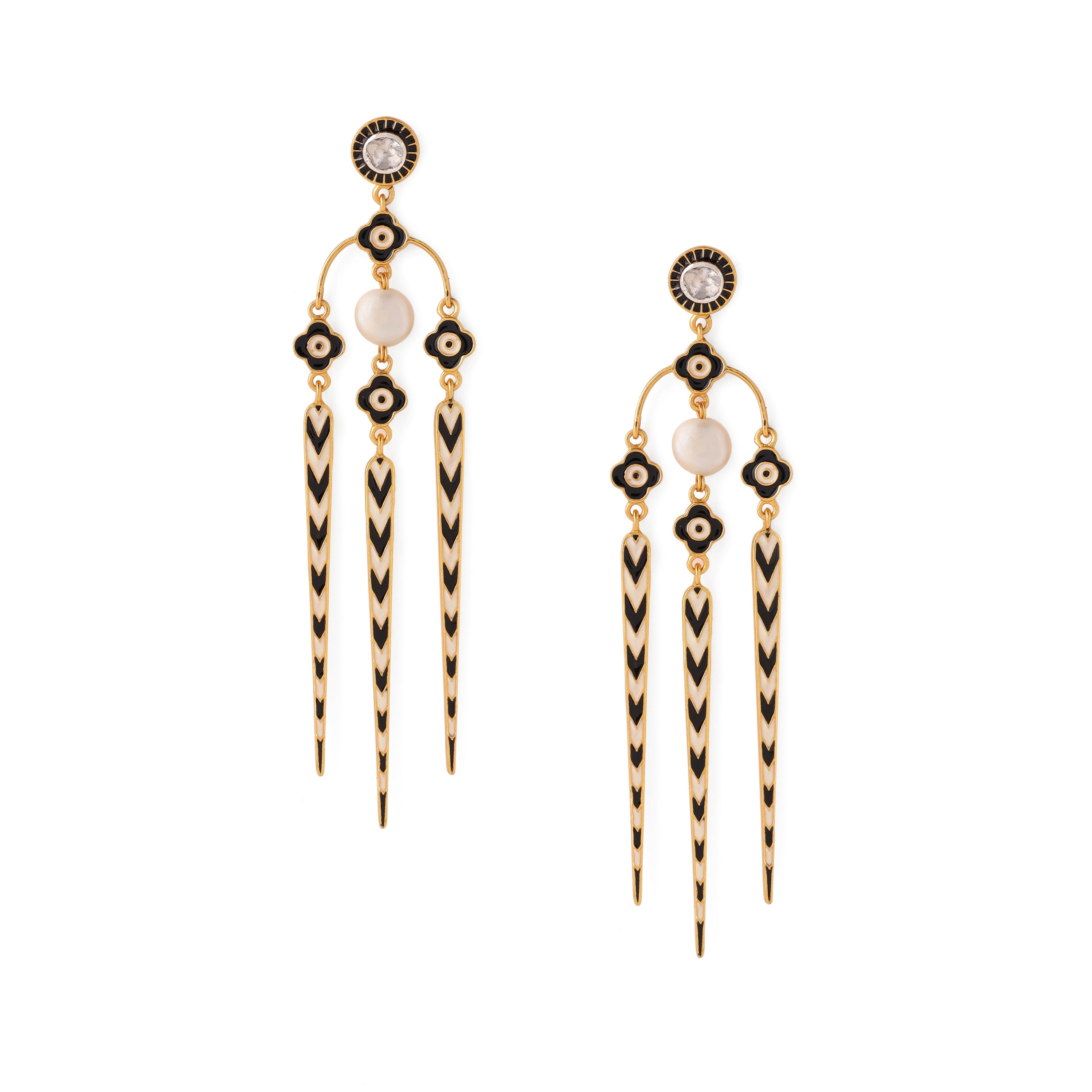 Palermo Earrings - Black & Ivory