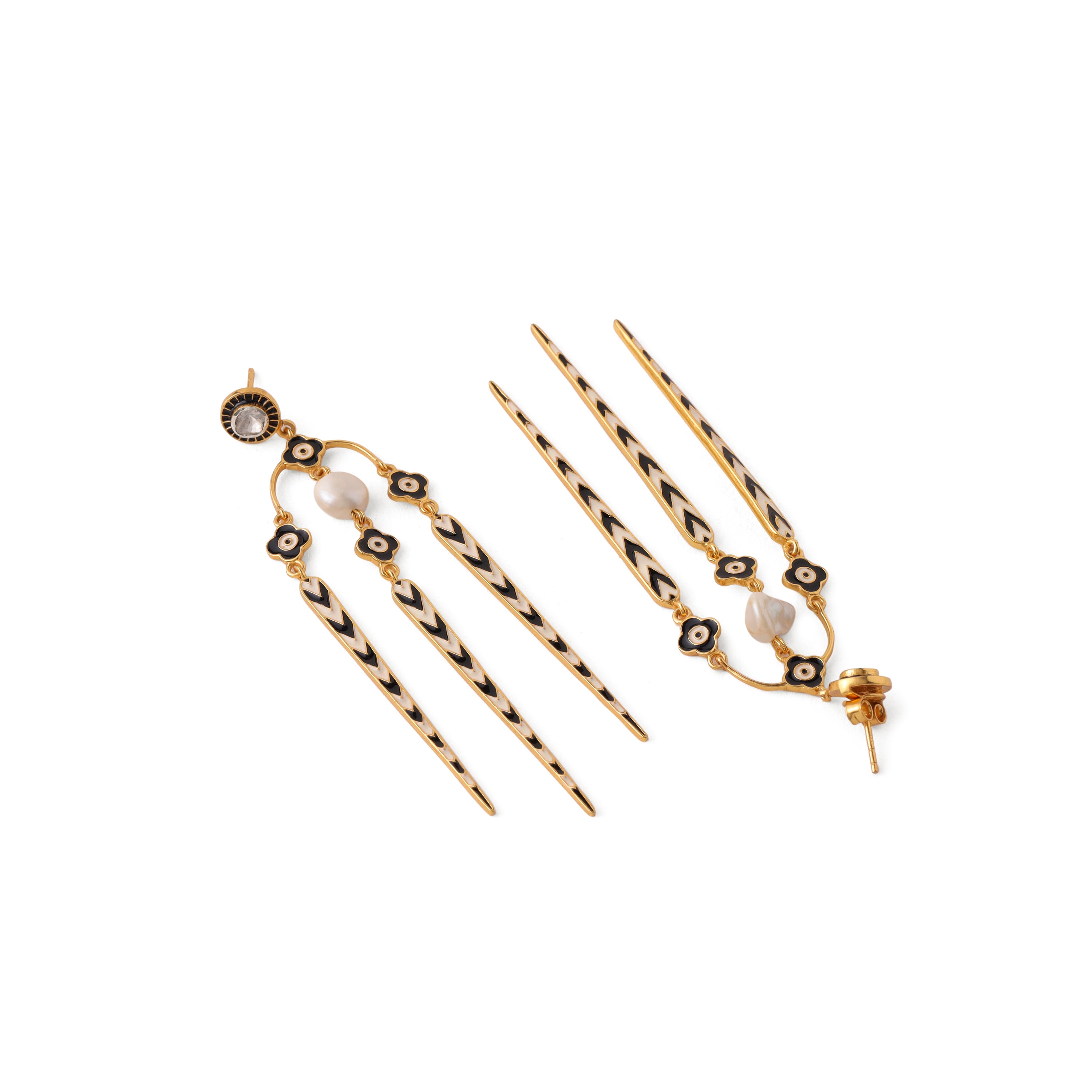 Palermo Earrings - Black & Ivory