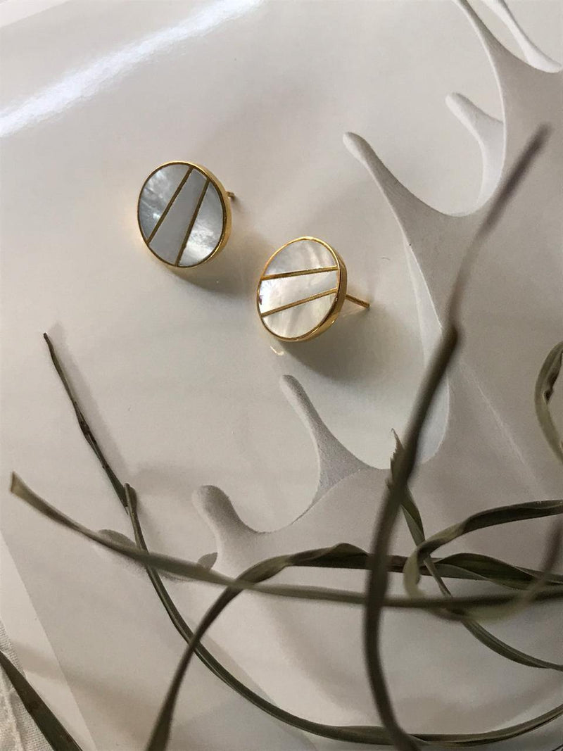 Art Deco Gatsby Mother of pearl inlay earrings