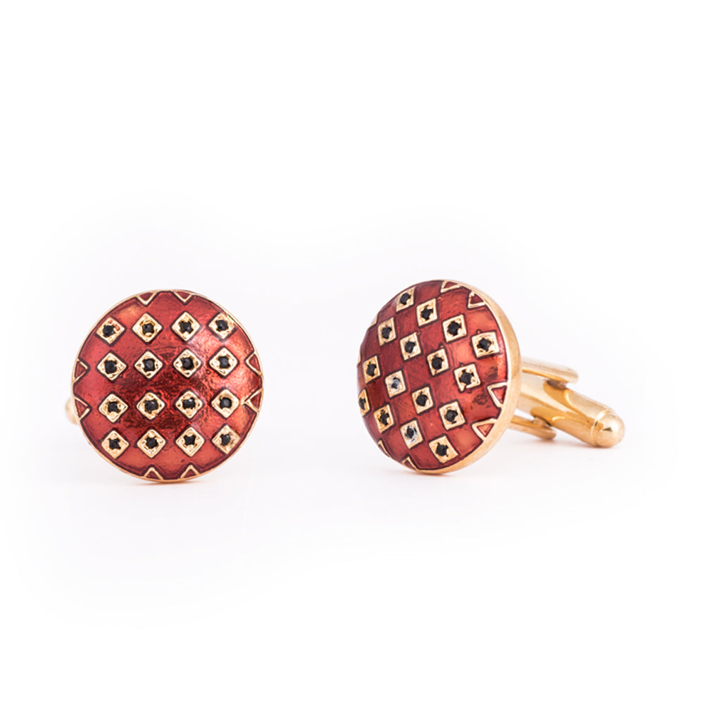 Gingham Enamel Cufflinks - AZGA