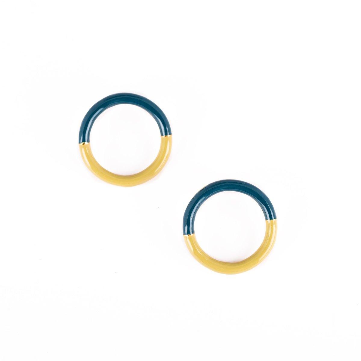 Amor Circle Earrings - Teal and sage - AZGA