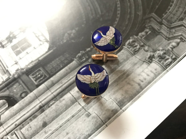 Hand-painted Crane Cufflinks - AZGA