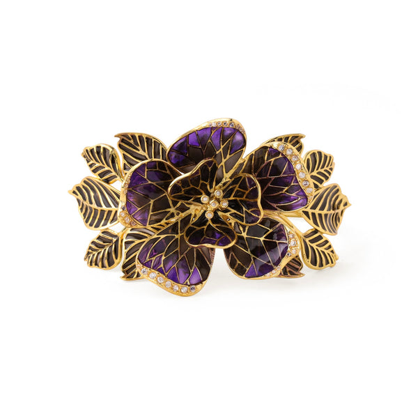 Fiore Floral Cuff - Amethyst and Smoky