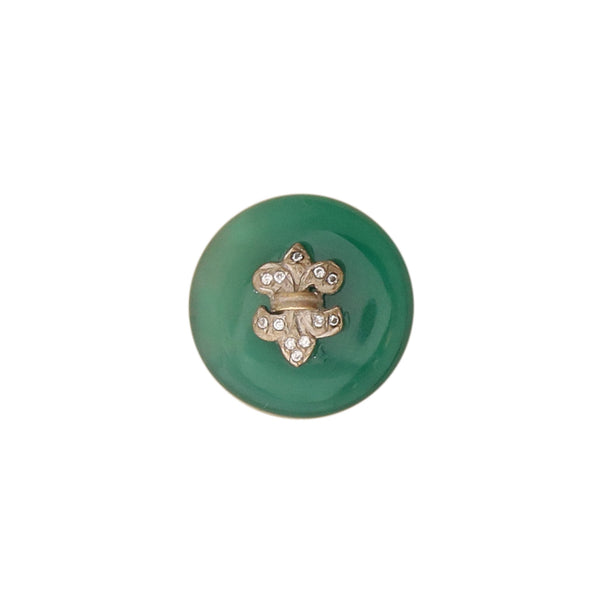 Fleur-de-lis Green Onyx button (Set of 7 big and 6 small)