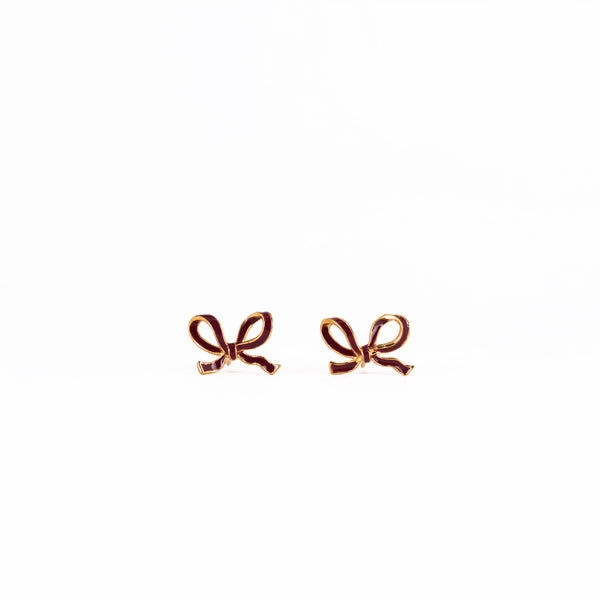 Little Bow earrings - Barn red