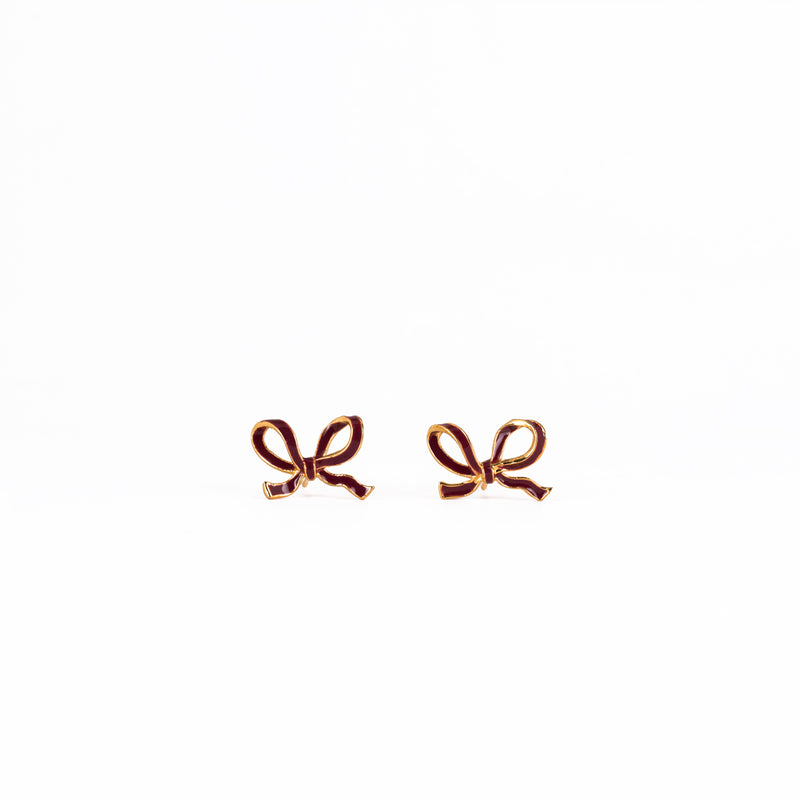 Little Bow earrings - Barn red