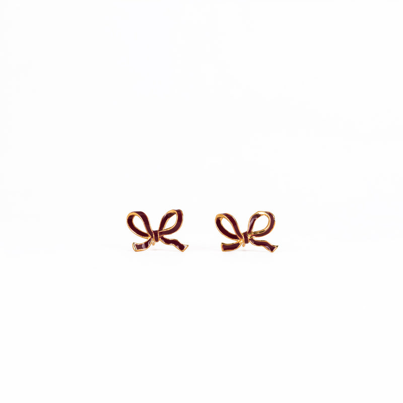 Little Bow earrings - Barn red